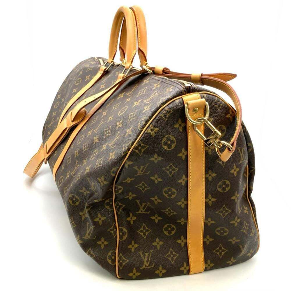 LOUIS VUITTON Authentic Brown Monogram Leather Keepall 55 Boston Bag - Picture 2 of 9